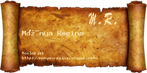 Mánya Regina névjegykártya